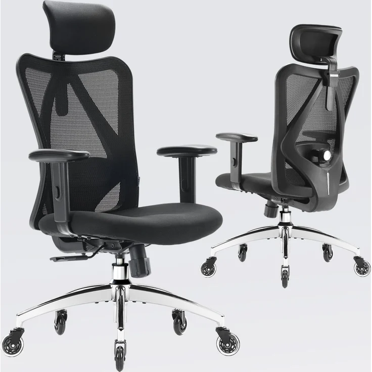 SIHOO Ergonomischer Schreibtischstuhl, Drehstuhl hat Verstellbarer Lordosenstütze, Kopfstütze und Armlehne, Höhenverstellung und Wippfunktion, Rückenschonend, Bürostuhl bis 150kg/330LB Belastbar – Bild 17