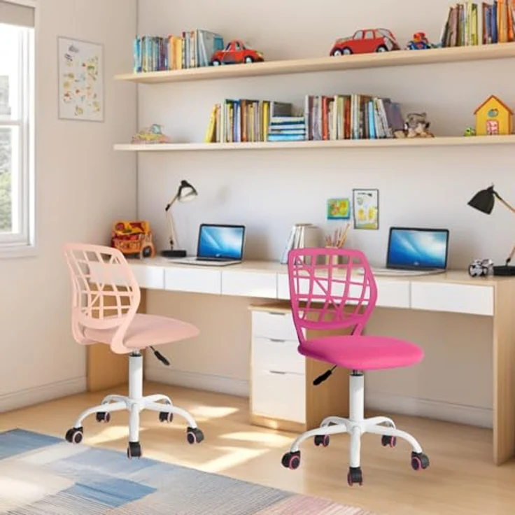 FurnitureR Bunte Schreibtischstuhl, Modernes verstellbares Design Computer Sitz, Swivel Armless Stuhl, Kinderzimmer, Home Office Task Chair – Bild 5