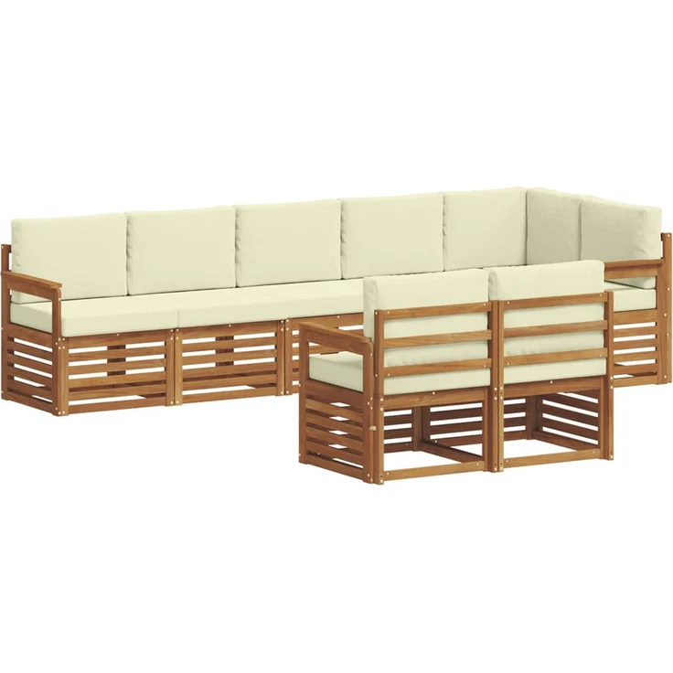 vidaXL Outdoor-Sofagarnitur 8 stk. 8-Sitzer Natur und Creme 3374995 – Bild 2