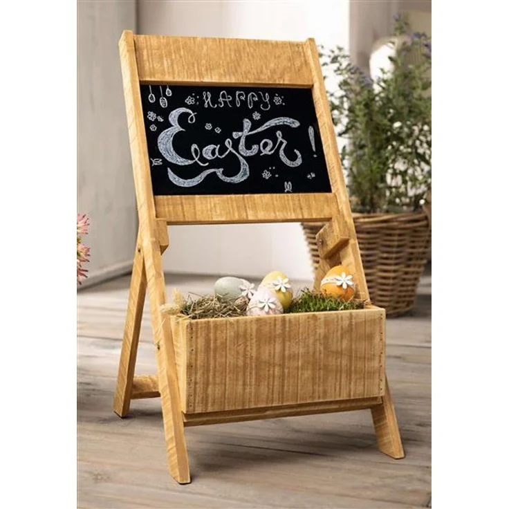 Tafel mit Pflanzkasten, klappbar, 67 cm hoch, Kreidetafel mit Blumenkasten, Kundenstopper – Bild 1