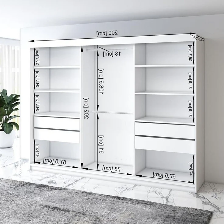 A&J MöbelLand Schwebetürenschrank VILUNO mit 4 Schubladen und Spiegel – Bild 3