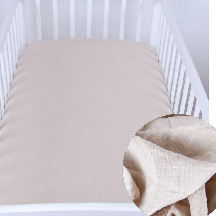 BabyLux Spannbettlaken BabyLux Spannbettlaken Musselin 60x120 70x140 Baby-& Kinderbett, Beige 70x140 – Bild 1