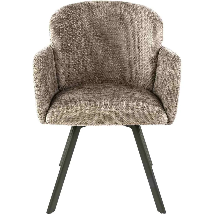 2er-Set Armstuhl Ecarm 360° drehbar mit Chenille-Bezug, Champagne – Bild 4