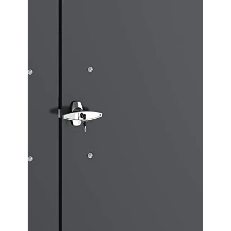 Duramax Mülltonnenbox für 2, Unterstand für 2 Mülltonnen mit Öffnung von oben und abschließbaren Doppeltüren, Lagerunterstand aus Metall, Verstecke für rollende Mülltonnen, Anthrazit – Bild 14