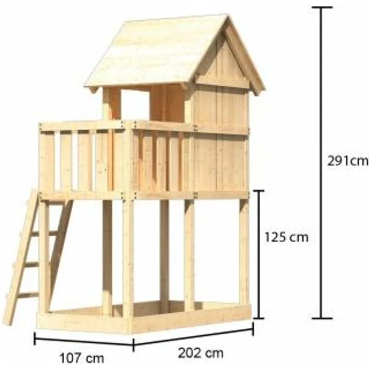 Karibu Kinderspielhaus Frieda Set Aktion2 naturbelassen mit Anbau – Bild 15