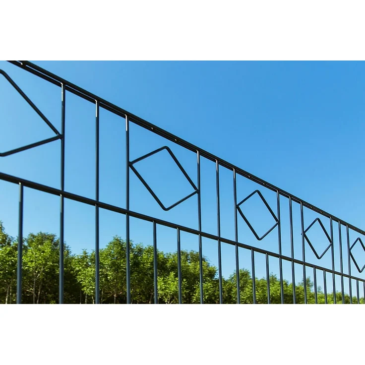 HOME DELUXE Doppelstabmattenzaun Schmuckzaun Raute inkl. Eckpfosten Anthrazit/Grün MORATA - 80 cm x 30m 1x Eckpfosten – Bild 2