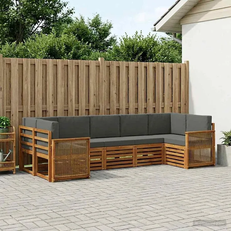vidaXL Outdoor-Sofagarnitur 7 stk. 7-Sitzer Natur und Anthrazit 3384808