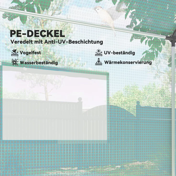 Outsunny Folientunnel, Stahl, PE, Grün, 200L x 300B x 200H cm – Bild 4
