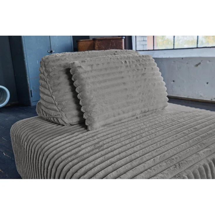 KAWOLA Hocker WIOLO SOFT Polsterhocker mit Rückenkissen Weicher Breitcord grau 84 x 111 x 111 cm – Bild 5