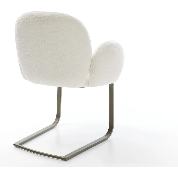 Freischwinger Nube-Flex mit Armlehnen Bouclé Soft Beige Freischwinger flach Effektfinish Titan Taschenfederkern – Bild 5