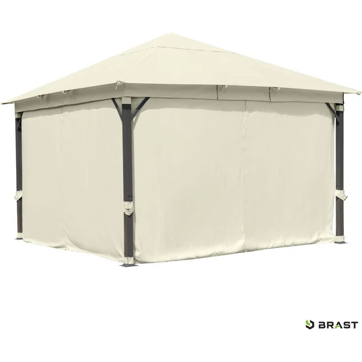 BRAST 'Infinity' Pavillon inkl. Moskitonetz und LED-Beleuchtung, wasserdicht, stabil, UV-Schutz, Aluminium, Beige, 4x4 m, mit Beleuchtung – Bild 9