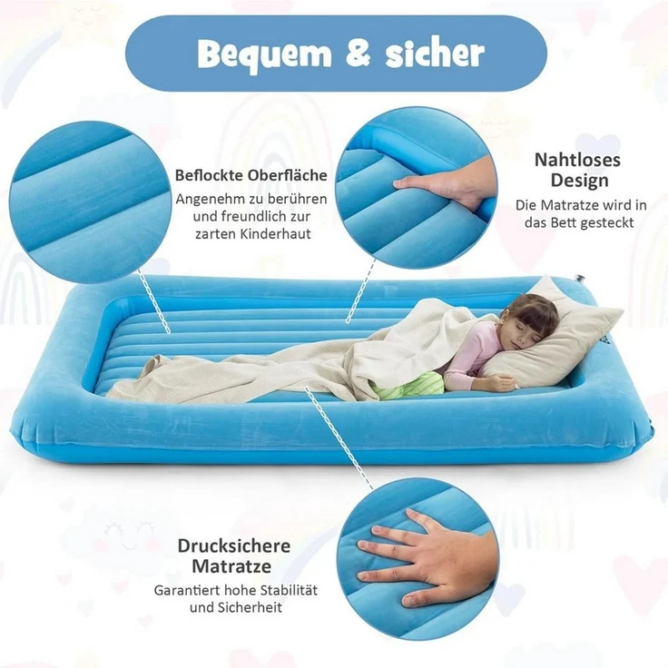 KOMFOTTEU Reisebett Kinderluftbett 2 in 1 Kinderluftmatratze, 165,5 x 111,5 cm – Bild 3