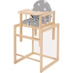 roba Hochstuhl 'Little Stars' - mit Essbrett - wandelbar zu Tisch & Stuhl - Sitz gepolstert - Holz natur