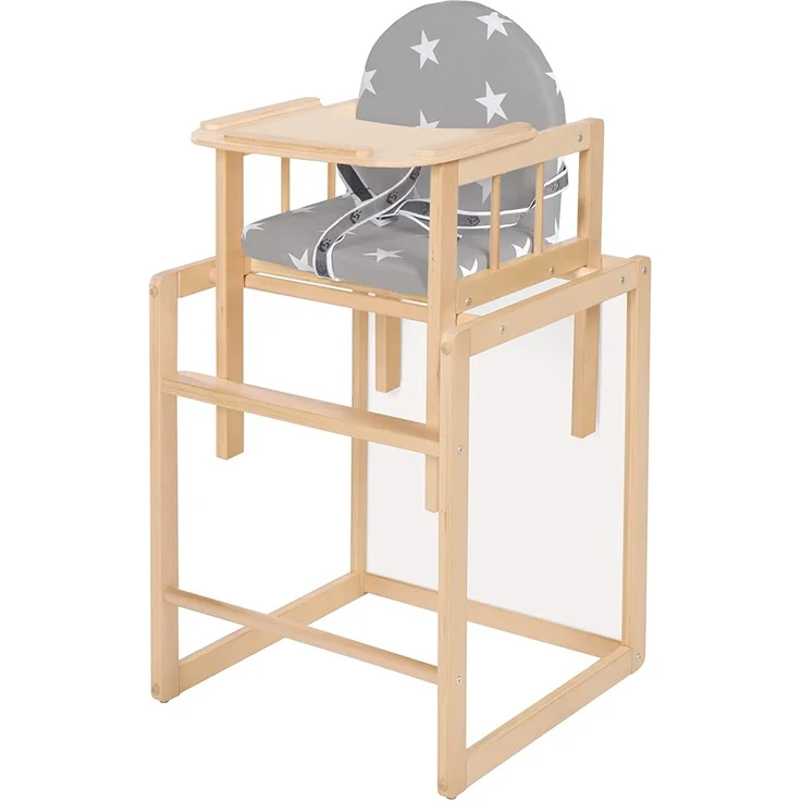 roba Hochstuhl 'Little Stars' - mit Essbrett - wandelbar zu Tisch & Stuhl - Sitz gepolstert - Holz natur – Bild 1