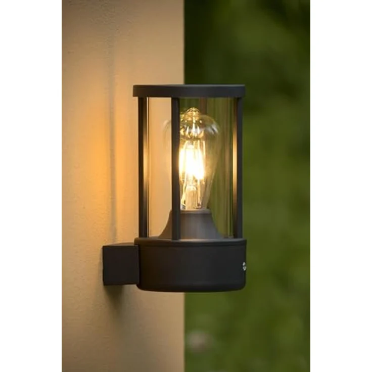 LUCIDE LORI Wandleuchte Innen/Außen, Ø 12 cm, 1xE27, IP44, Tag/Nacht-Sensor, anthrazit – Bild 4