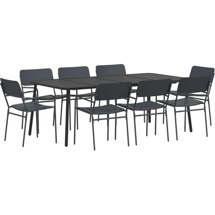 vidaXL Essgruppe 9 stk. Anthrazit 200 x 100 x 72 cm Stahl 3422858 – Bild 2