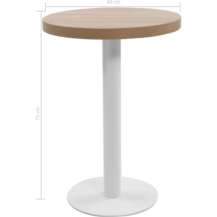 Bistrotisch FLORI rund Hellbraun/Weiß 60 cm MDF | Esstisch kleiner Tisch Cafe Gartentisch Balkontisch Outdoortisch – Bild 5