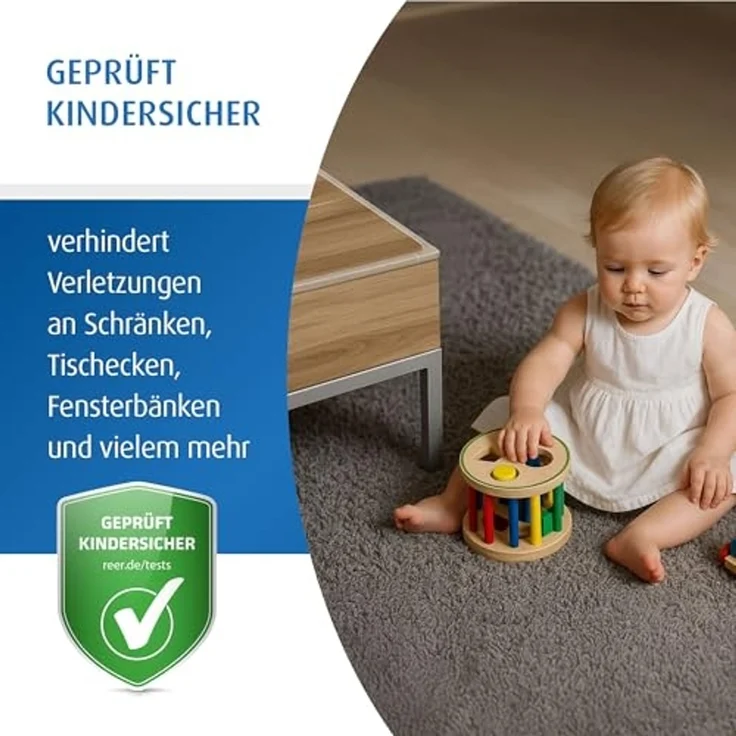 reer Vorteilspack Ecken- & Kantenschutz | Rundumset für Kindersicherheit | Eckenschutz und Kantenschutz für Möbel | Einfache Klebemontage, flexibel zuschneidbar | Transparentes, PVC-freies Material – Bild 3