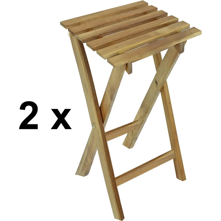 Hocker CAIRO 2er Set - Eukalyptus Natur 62x27x29cm | Sitzhocker Beistelltisch Pflanzenständer – Bild 4