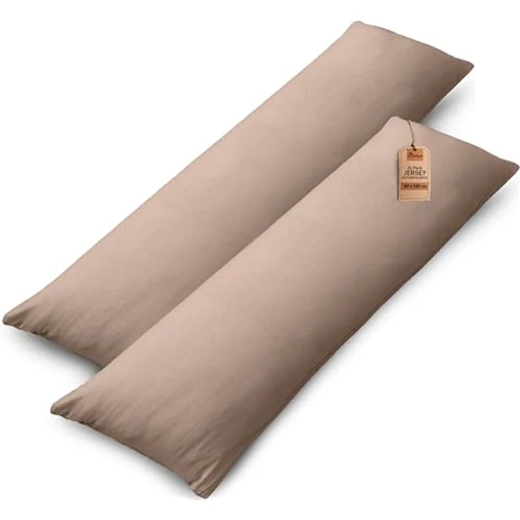 NatureMark 2er Pack Jersey Kissenbezug Kissenhülle Kissenbezüge Seitenschläferkissen Nackenkissen viele Größen und Farben ÖKO-TEX (40x145 cm (Seitenschläfer/Stillkissenbezug), Sand/Beige) – Bild 2