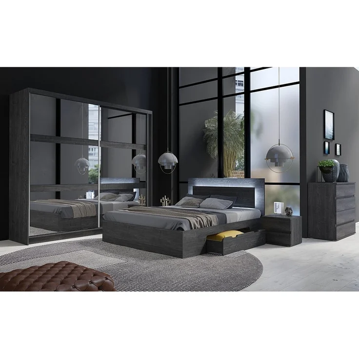 Lomadox Schlafzimmer-Set TORTONA-166, (Spar-Set, 5-tlg, Schwebetürenschrank Kommode Bettgestell Nachttische), Schlafzimmermöbel in Esche, Bett 180x200cm, Schwebetürenschrank 230cm – Bild 5