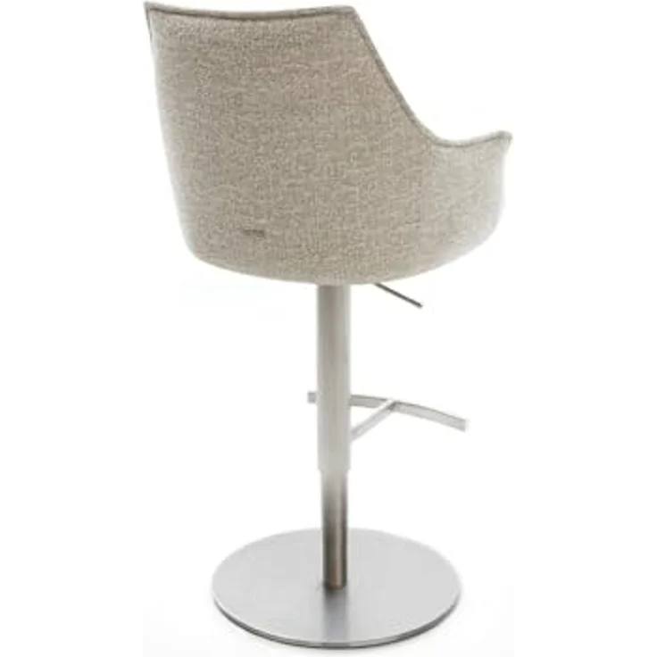 Barstuhl Alja-Flex Webstoff Soft Beige Drehfuß höhenverstellbar Edelstahl Silberfarben Taschenfederkern – Bild 6