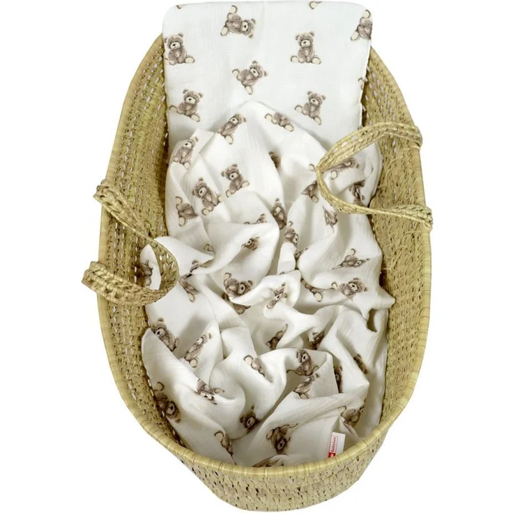 Babydecke BabyLux Musselin Decke 75x100cm +Kissen für Kinderwagen Wiege Babybett, BabyLux, KD6 - Bären – Bild 1