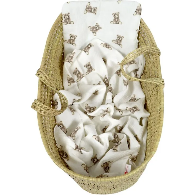 Babydecke BabyLux Musselin Decke 75x100cm +Kissen für Kinderwagen Wiege Babybett, BabyLux, KD6 - Bären