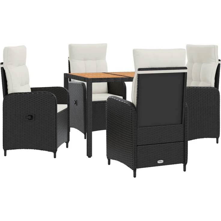 vidaXL Outdoortisch-Set 5 stk. Schwarz und Cremeweiß 90 x 90 x 75 cm 3422265 – Bild 2