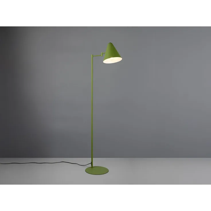 Kleine LED Stehleuchte mit Schwenkarm aus Metall Grün, Höhe 126,5cm