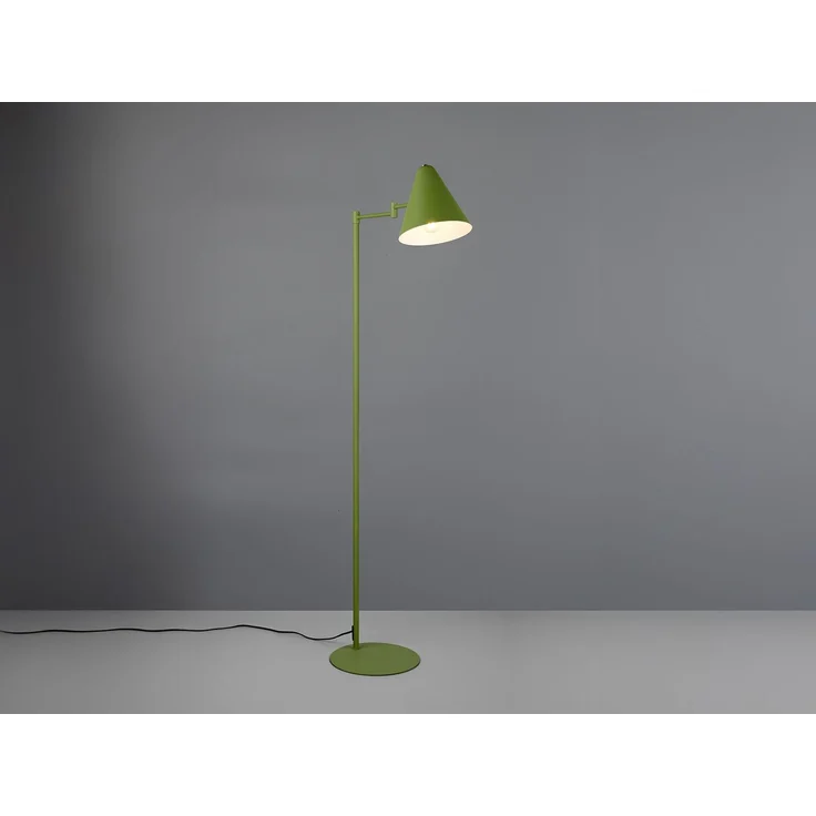 Kleine LED Stehleuchte mit Schwenkarm aus Metall Grün, Höhe 126,5cm – Bild 1