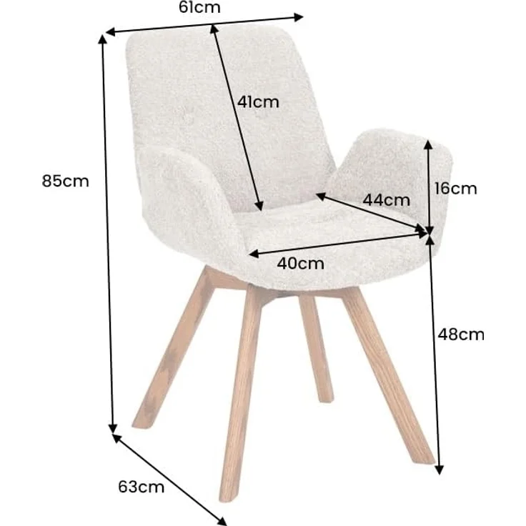 riess-ambiente Polsterstuhl BALTIC beige / natur (Einzelartikel, 1 St), Esszimmer · Bouclé · Eiche-Massivholz · mit Armlehne · 360° drehbar – Bild 3