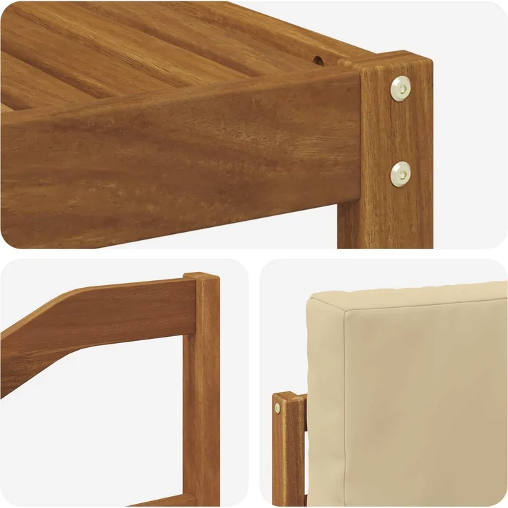 vidaXL Outdoor-Sofagarnitur 9 pcs Natur und Beige Massivholz Akazie 3366201 – Bild 6