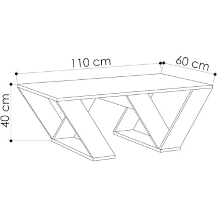 Dmora Couchtisch Jed 110x60x40 cm Weiß Rechteckig – Bild 2