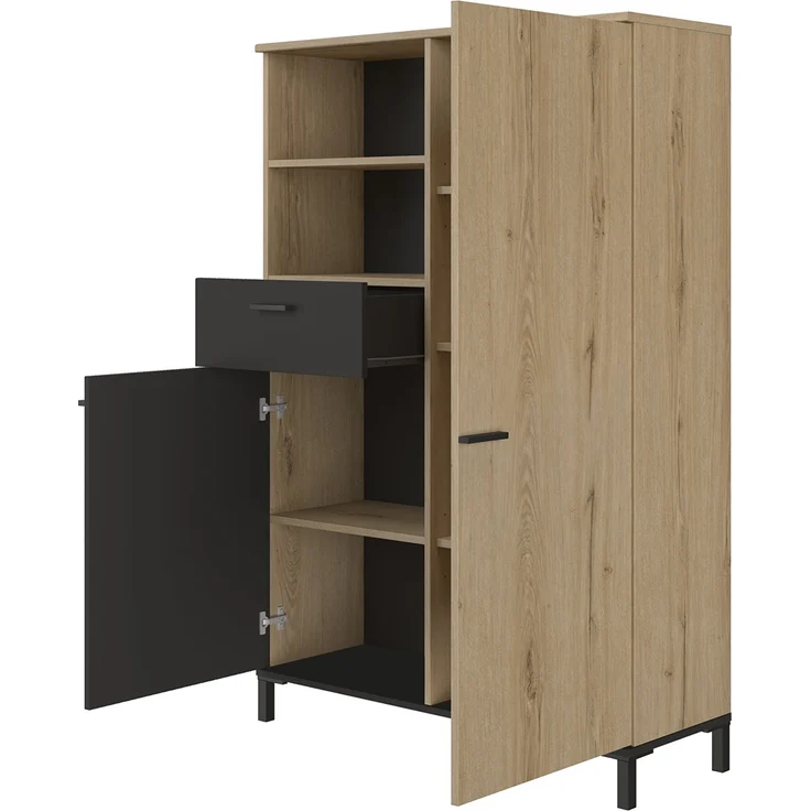 Calicosy Aufbewahrung oben 1 Schublade und 2 Türen H150 cm - TRUST - Braun – Bild 5