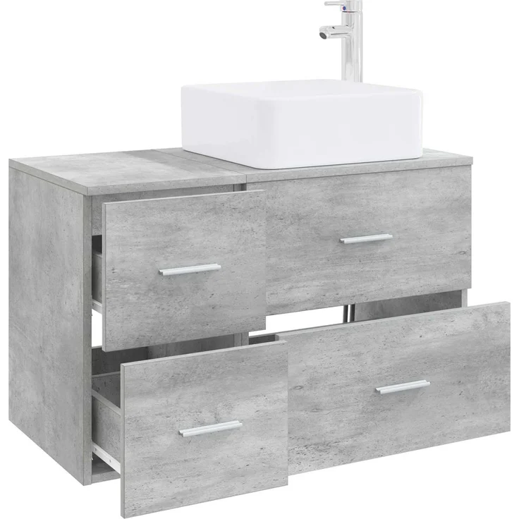 vidaXL Wandmontiertes Badezimmermöbel-Set 2 stk. Betongrau 3403979 – Bild 3