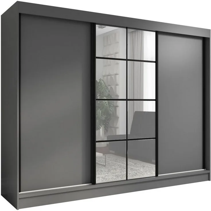 A&J MöbelLand GmbH Schiebetürenschrank ORAVELLE 3-türiger Kleiderschrank mit Spiegel (TOP ANGEBOT! Geräumiger Schrank mit einer Breite von 200 cm ideal zur Aufbewahrung von Kleidung und Accessoires. Wählen Sie das ideale Modell für Ihr Schlafzimmer!, T...