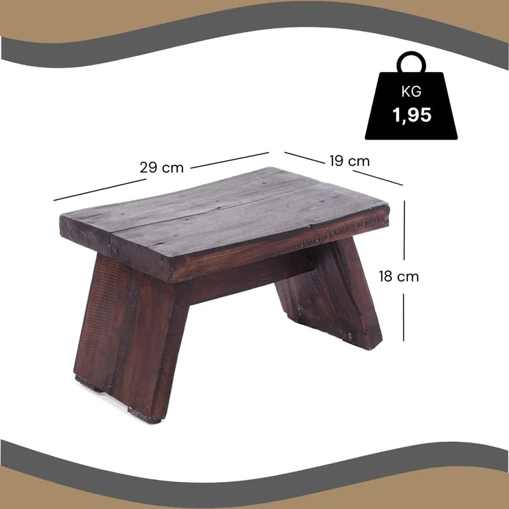 DESIGN DELIGHTS Hocker NOSTALGISCHER FUßHOCKER "SCHEMEL", Altholz massiv, Holzhocker, Farb – Bild 2