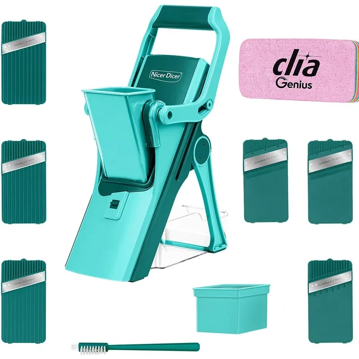 Genius Gemüseschneider Nicer Dicer Mando 13tlg. Gemüsehobel + Rainbow Schwamm L
