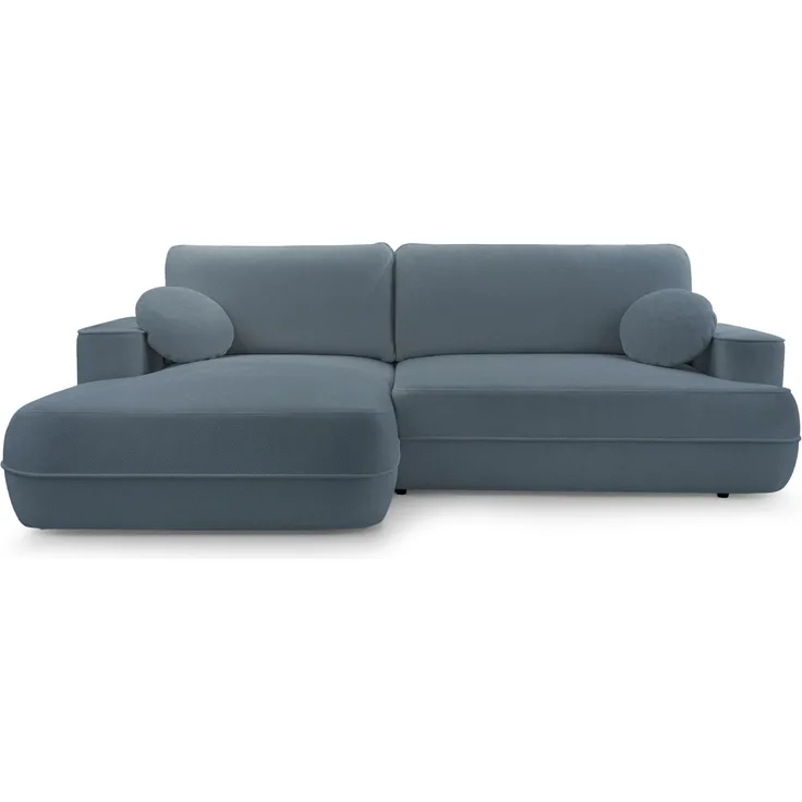 Selsey 'Fuerro' Ecksofa mit Schlaffunktion, Bettkasten, Ottomane links,Strukturstoff wasserabweisend, Hellblau