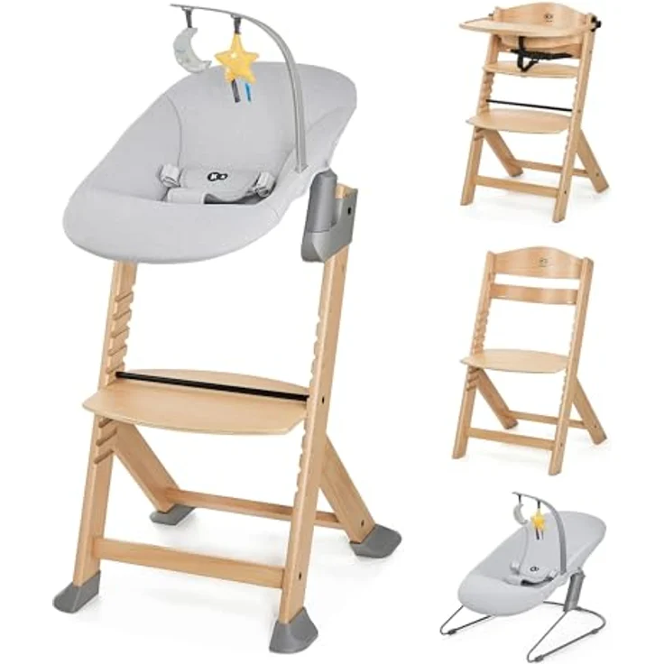 Kinderkraft Kombihochstuhl Set: Kinderstuhl ENOCK + Babywippe CALMEE GREY (Set, 2 St), mitwachsend – Bild 2