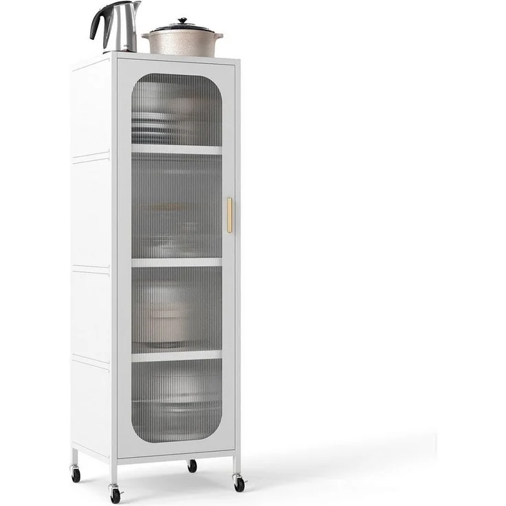 COSTWAY Vorratsschrank Küchenschrank auf Rollen schmal mit verstellbaren Regalen – Bild 5