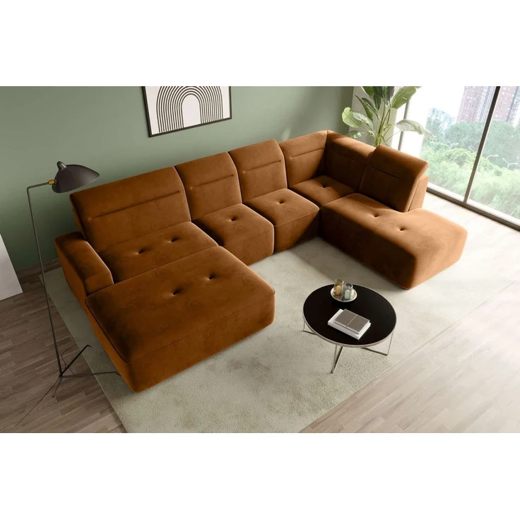 99rooms Wohnlandschaft Elvaro, Sofa, U-Form, Bezug aus Velours PALLADIUM, mit elektrischer Sitztiefenverstellung – Bild 2