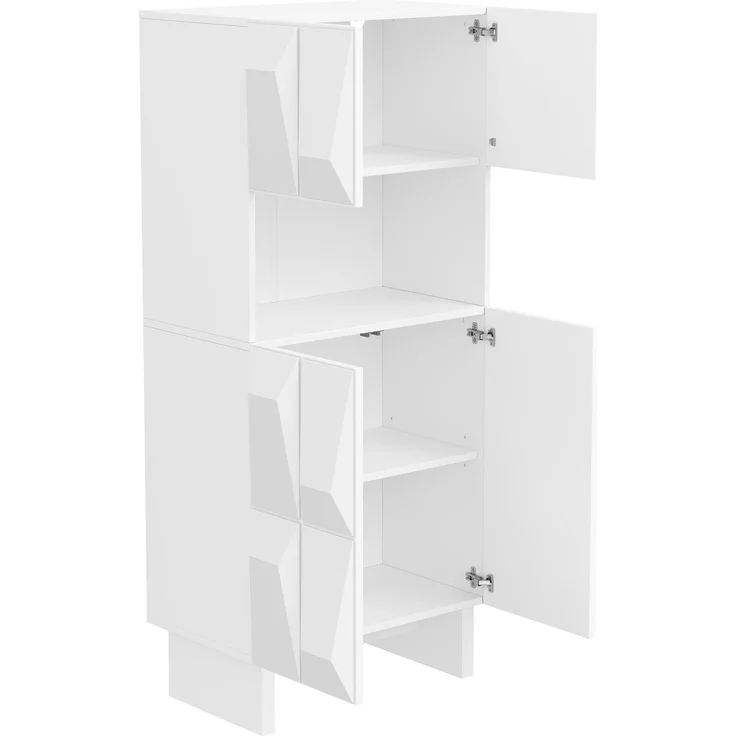 DESVIAE Regal-Vitrine Weiß aus Spanplatte – 60,5x135,5x34 cm – 4 Türen, offenes Fach – Bild 9