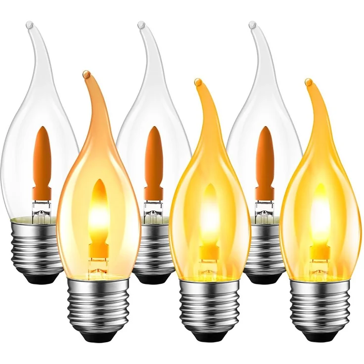 LVWIT E27 Flammen Glühbirne Warmweiss 1W, Flammeneffekt Licht T35, Flackernde Lampe LED Flackerlicht Flackerlampe für Zuhause Garten Bar Halloween Weihnachten, Ersetzt 3W Glühlampen, 1800K, 6er Pack – Bild 1