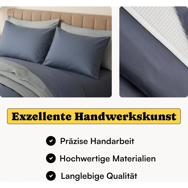Seralino Bettwäsche Mako Satin Bettwäsche (100% Bio Baumwolle) mit Kissenbezug, 2 teilig, Fairtrade/ GOTS zertifiziert, uni Bettwäsche Set mit Reißverschluss – Bild 2