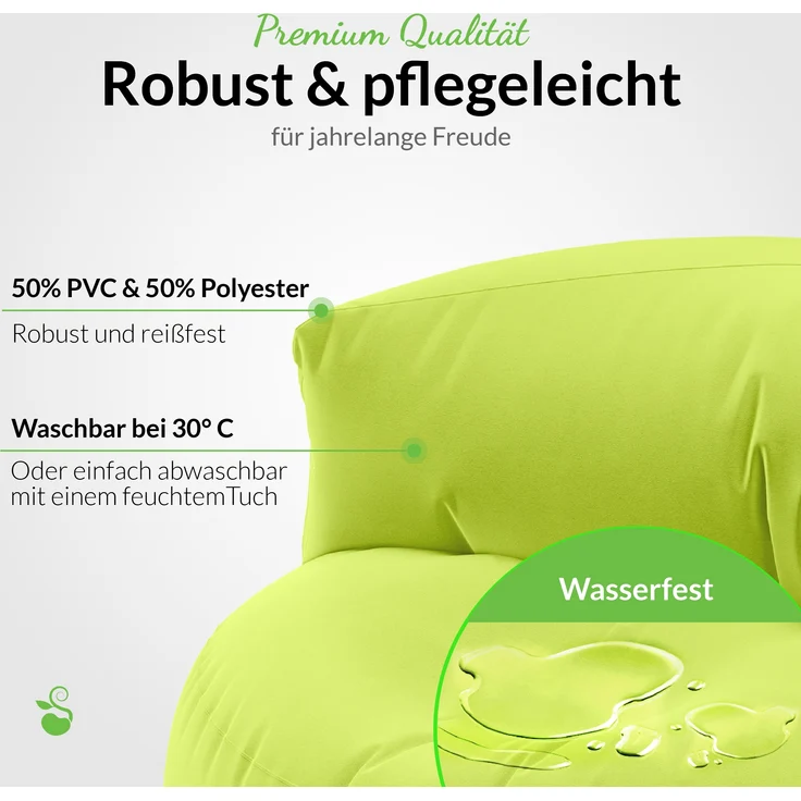 Green Bean® Sitzsack Sofa mit Füllmaterial - Lounge im Sitzsack-Design 90x50cm mit ergonomischer Rückenlehne & waschbarem Bezug - Indoor und Outdoor geeignet in Hellgrün – Bild 5