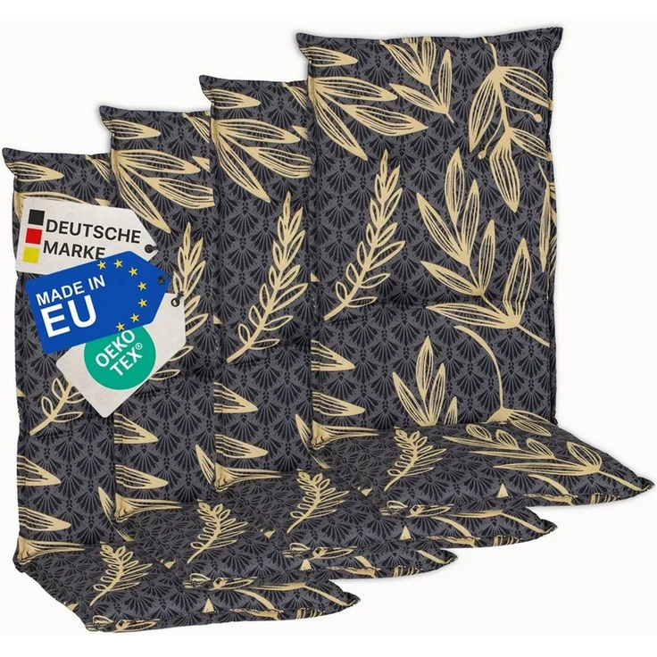 NYVI Hochlehnerauflage Hochlehner Auflagen 4er Set Barcelona - Gartenstuhlauflagen 118x50 cm, (4 St), Stuhlauflage, Sitzauflage mit Halteband, UV-fest – Bild 1