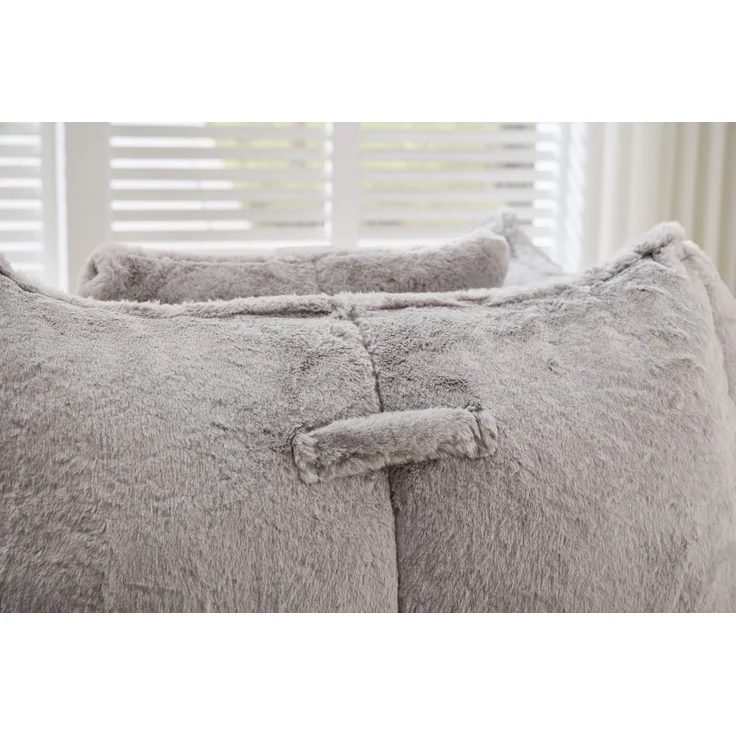 Riesiger Sitzsack mit Kissen, bequemer großer Sitzsack für Erwachsene und Kinder, Kunstfell-Bodensofa für Wohnzimmer, Schlafzimmer und Wohnung, Grau--Grau--123x97x73cm--YOUDENOVA – Bild 10