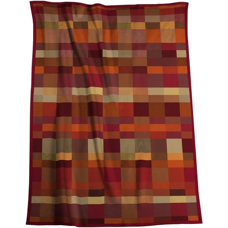 Wohndecke Color Squares Terra, orange-rot karierte Sofadecke in 150x200, Biederlack, Decke aus Baumwollmix, Made in Germany – Bild 2